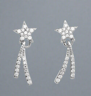 Sterling Silver CZ Shooting Star Stud Earrings - More Than Just a Gift | Narborough Hall