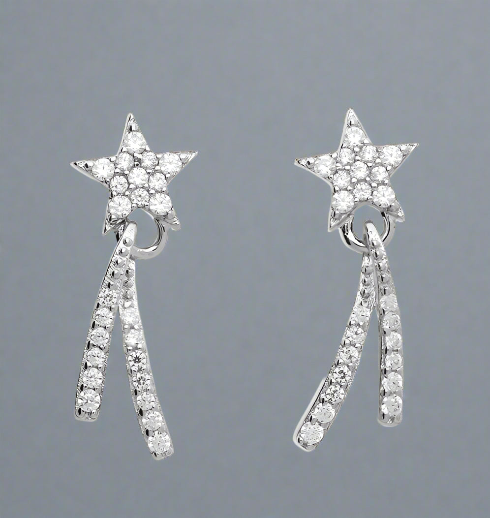 Sterling Silver CZ Shooting Star Stud Earrings - More Than Just a Gift | Narborough Hall
