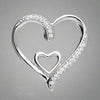 Sterling Silver Double Heart with CZ Necklace