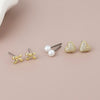 POM Bo Gold-Tone bow, crystal heart pearl triple earrings set