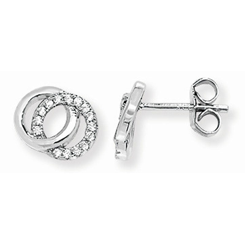 Sterling Silver Interlinked CZ Circle Earrings