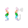 Sterling Silver Multicolour CZ Hoop Style Earrings