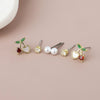 POM Charlie Gold-Tone pearl, crystal and cherry heart triple earrings set