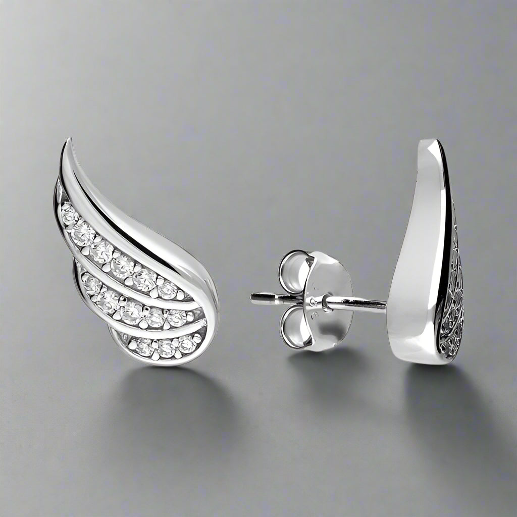 Sterling CZ Angel Wings Stud Earrings - More Than Just a Gift | Narborough Hall