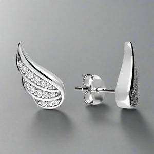 Sterling CZ Angel Wings Stud Earrings - More Than Just a Gift | Narborough Hall