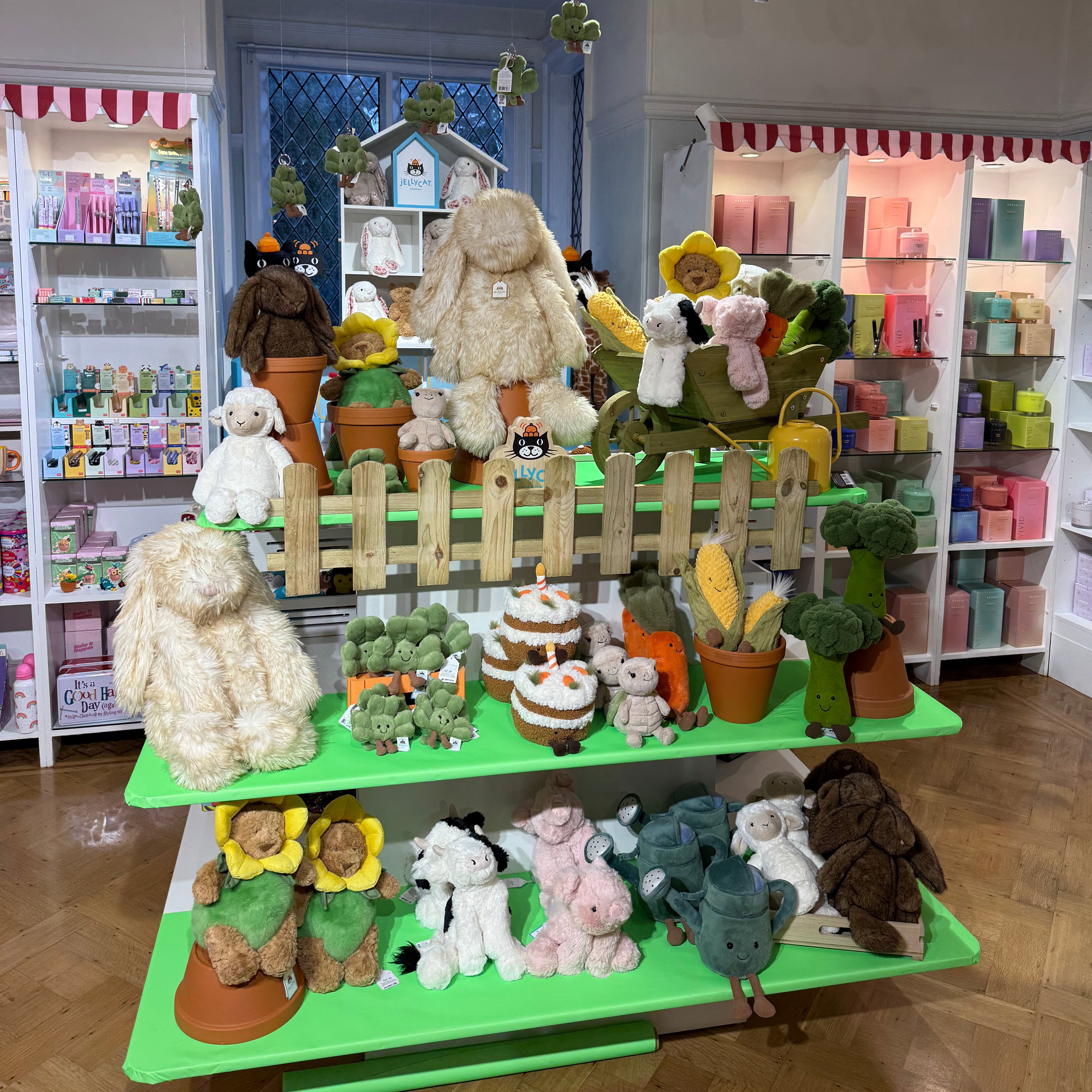 Jellycat soft toys on display in More Than Just A Gift at Narborough Hall near Leicester.