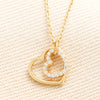 Sterling Silver Interlocking Crystal Heart Pendant in Gold