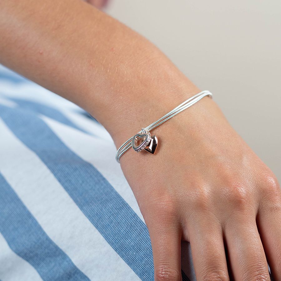 POM Rose Gold Heart & Crystal Heart Bracelet - More Than Just a Gift | Narborough Hall