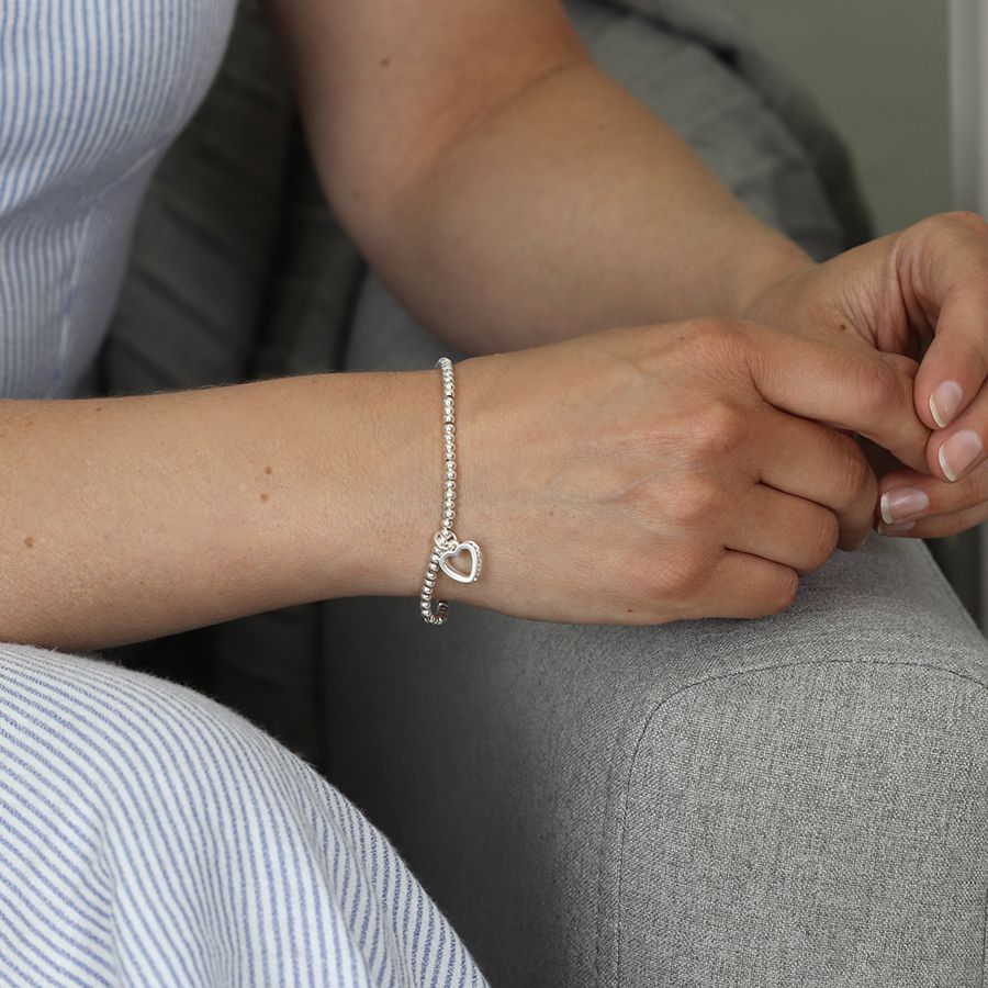POM Small Open Heart With Tiny Inset Crystals Bracelet - More Than Just a Gift | Narborough Hall