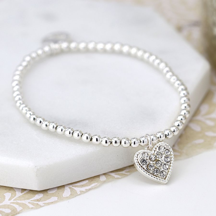 POM Silver Plated Bracelet with Crystal Inset Heart - More Than Just a Gift | Narborough Hall