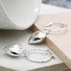POM Silver Plated Hoop Earrings With Large Gold Plated Puff Heart Charms