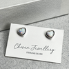 POM Sterling Silver Opal Heart Stud Earrings