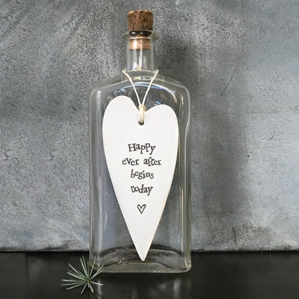 East of India Happy Ever After Begins Today Long Hanging Heart - More Than Just a Gift | Narborough Hall