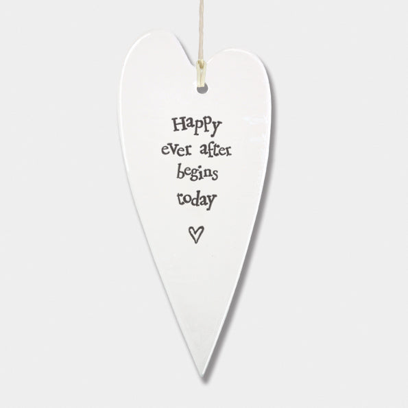 East of India Happy Ever After Begins Today Long Hanging Heart - More Than Just a Gift | Narborough Hall