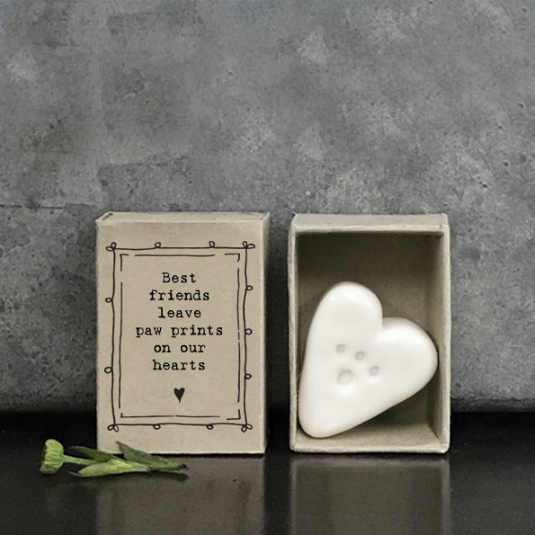 East of India Best Friends Leave paw prints on our Hearts Matchbox Token - More Than Just a Gift | Narborough Hall