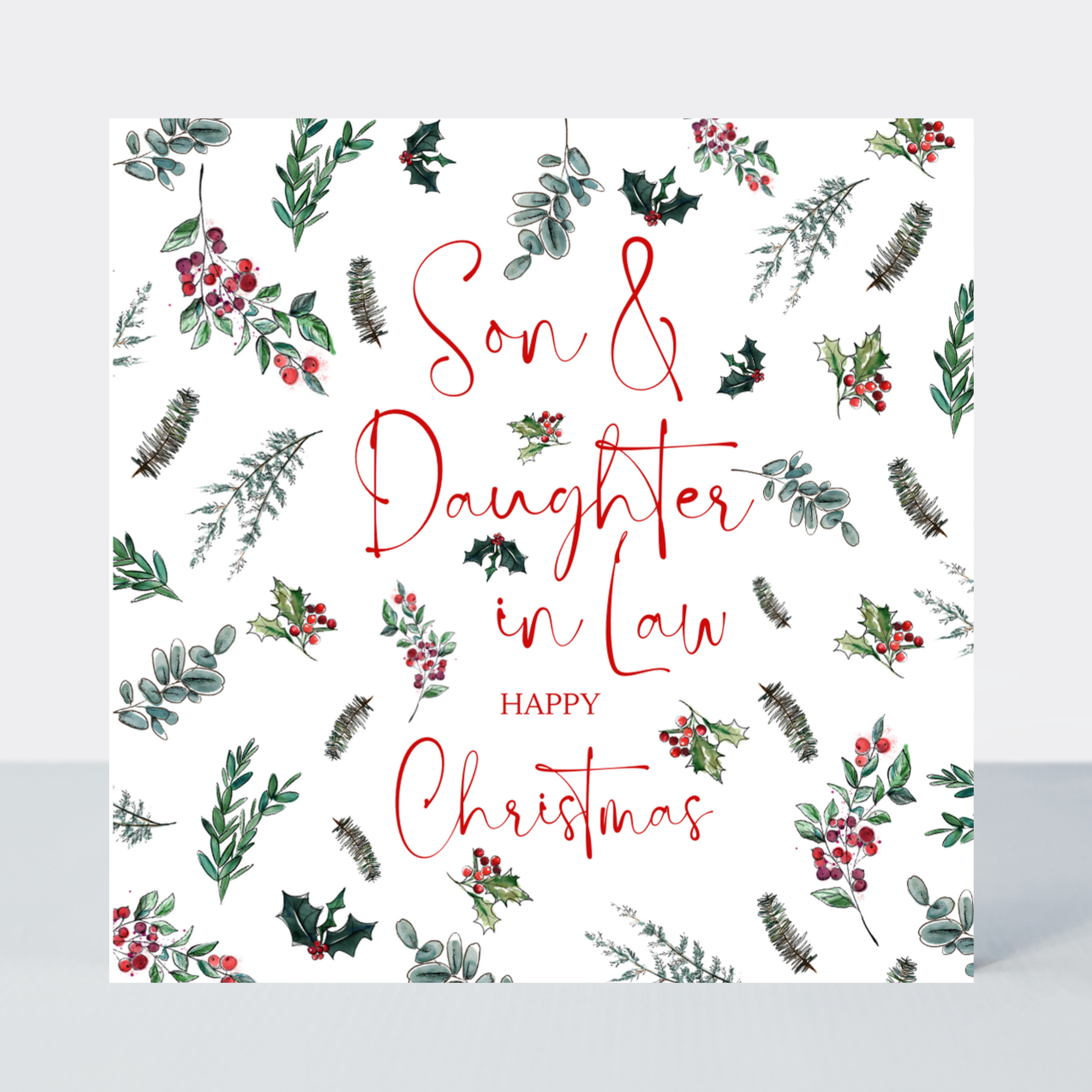 Evergreen Son & Daughter In Law Happy Christmas Card