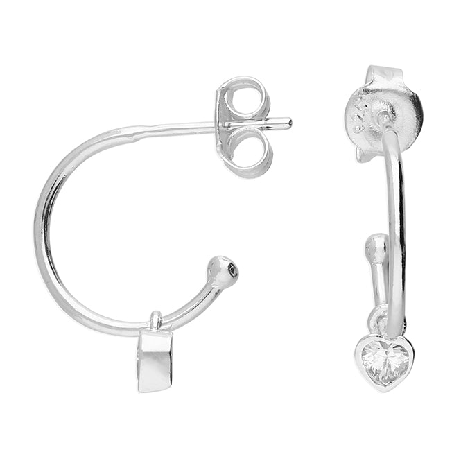 Sterling Silver Hoop with CZ Heart - More Than Just a Gift | Narborough Hall