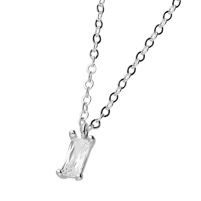 Sterling Silver CZ Rectangle Necklace - More Than Just a Gift | Narborough Hall