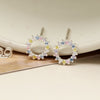 POM Sterling Silver Rainbow Crystal Circle Stud Earrings