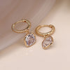 POM Faux Gold Hoop Earrings With Clear Crystal Drops