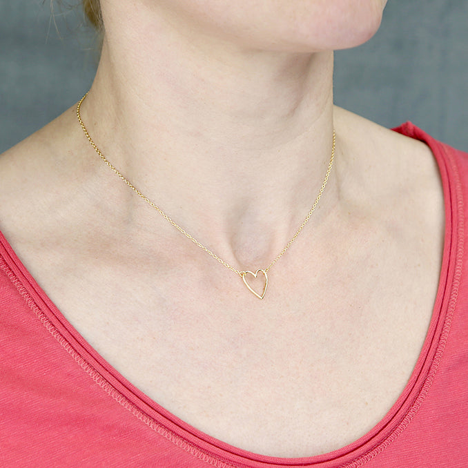Gold Plated Sterling Silver Small Open Heart Necklace - More Than Just a Gift | Narborough Hall