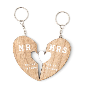 Love Story 'Mr and Mrs' Wooden Keyrings in a Box - More Than Just a Gift | Narborough Hall